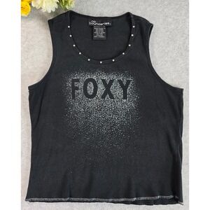 Y2K 2000s No Boundaries Juniors Tank Top FOXY Glitter Studded Bratzcore Medium